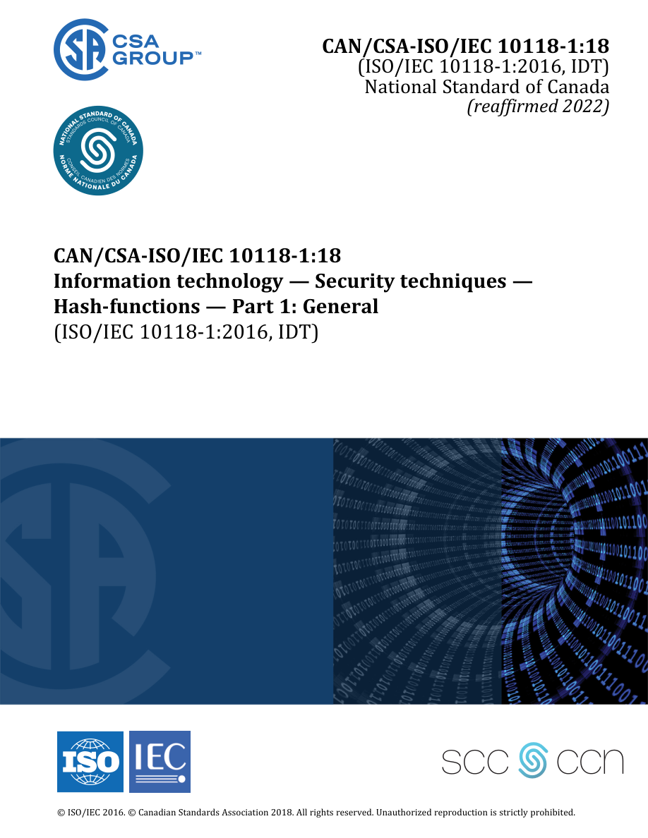 CSA CAN/CSA-ISO/IEC 10118-1:18 (R2022) PDF Preview