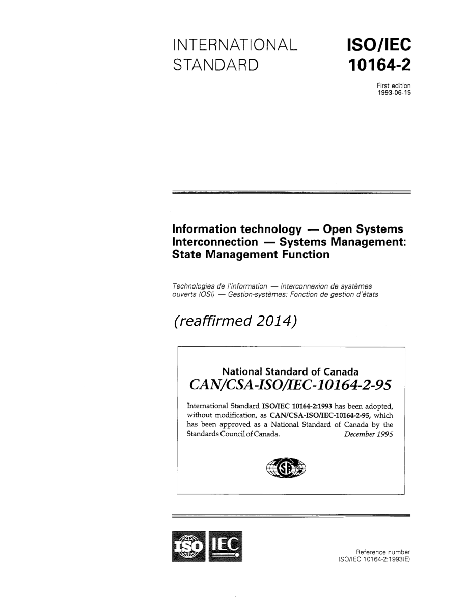 CSA CAN/CSA-ISO/IEC 10164-2-95 (R2014) PDF Preview