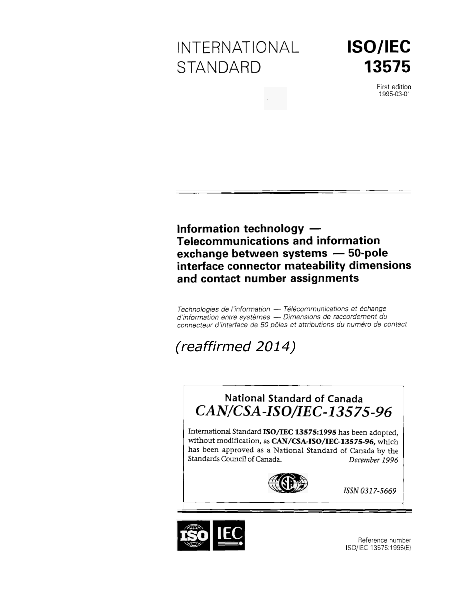 CSA CAN/CSA-ISO/IEC 13575-96 (R2014) PDF Preview
