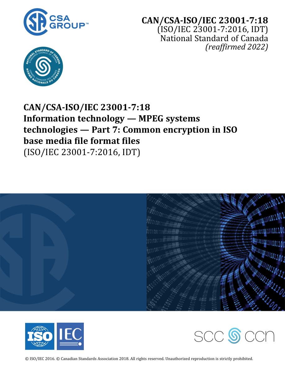 CSA CAN/CSA-ISO/IEC 23001-7:18 (R2022) PDF Preview